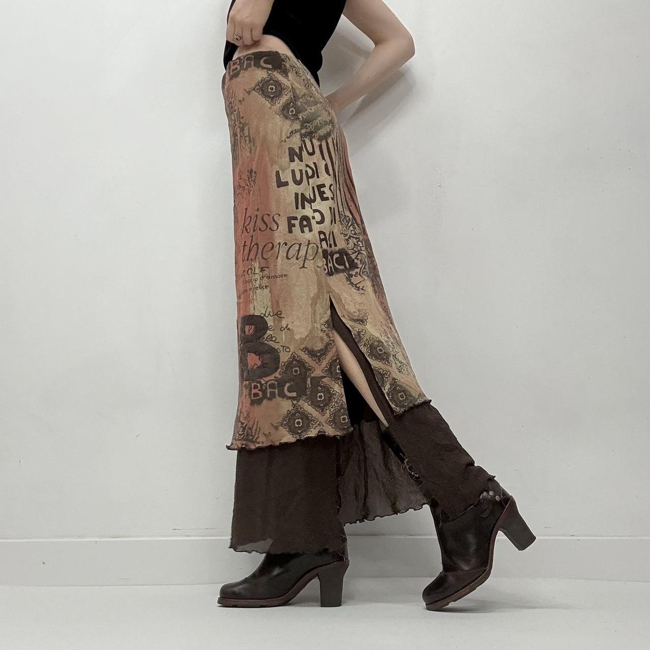 Sheer mesh graphic grunge y2k skirt