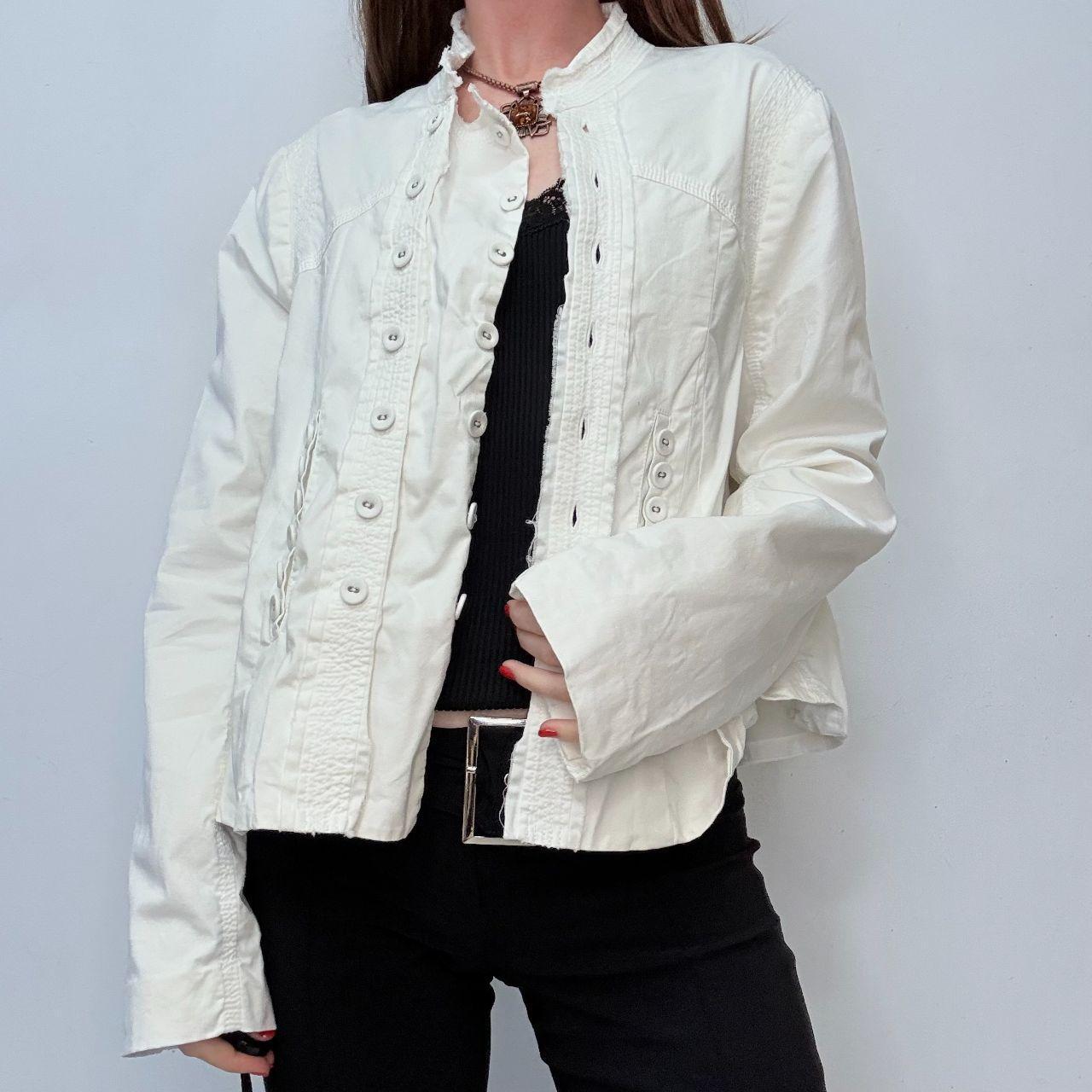 White button-up detailed utility jacket