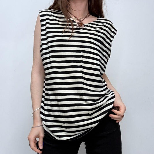 Black and white striped vest