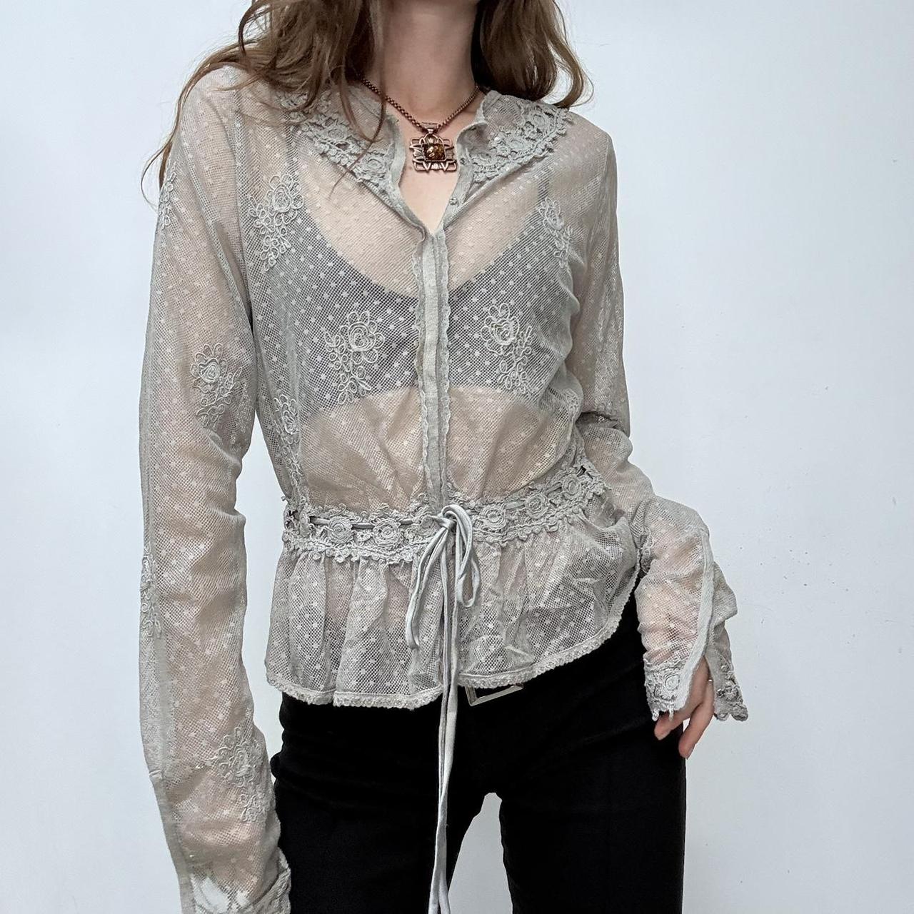 Sheer lace flared shirt