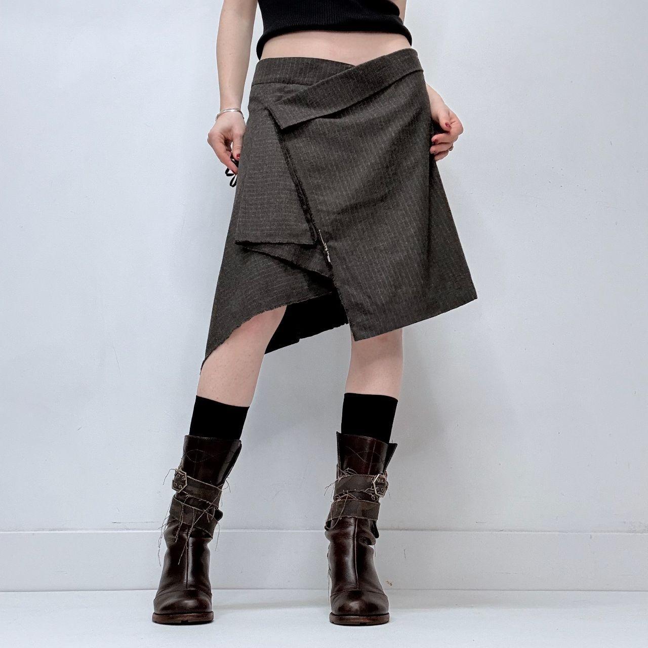 Asymmetric cop copine wrap grey skirt