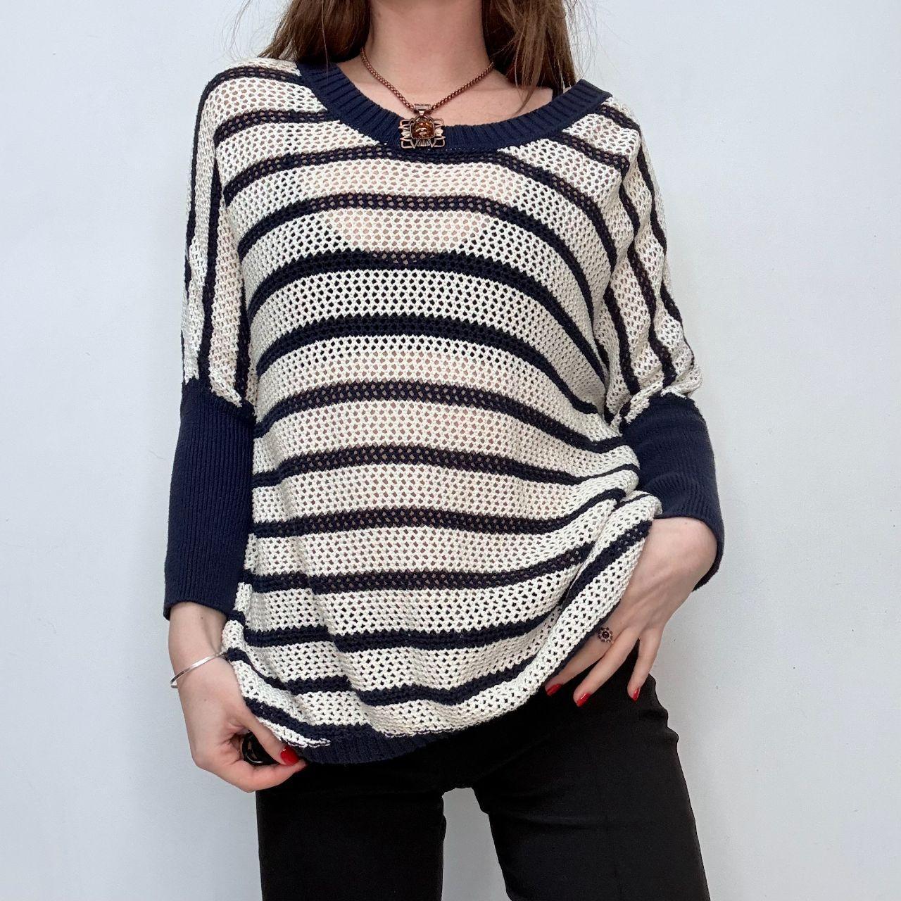 Sheer knit slouchy striped jumper