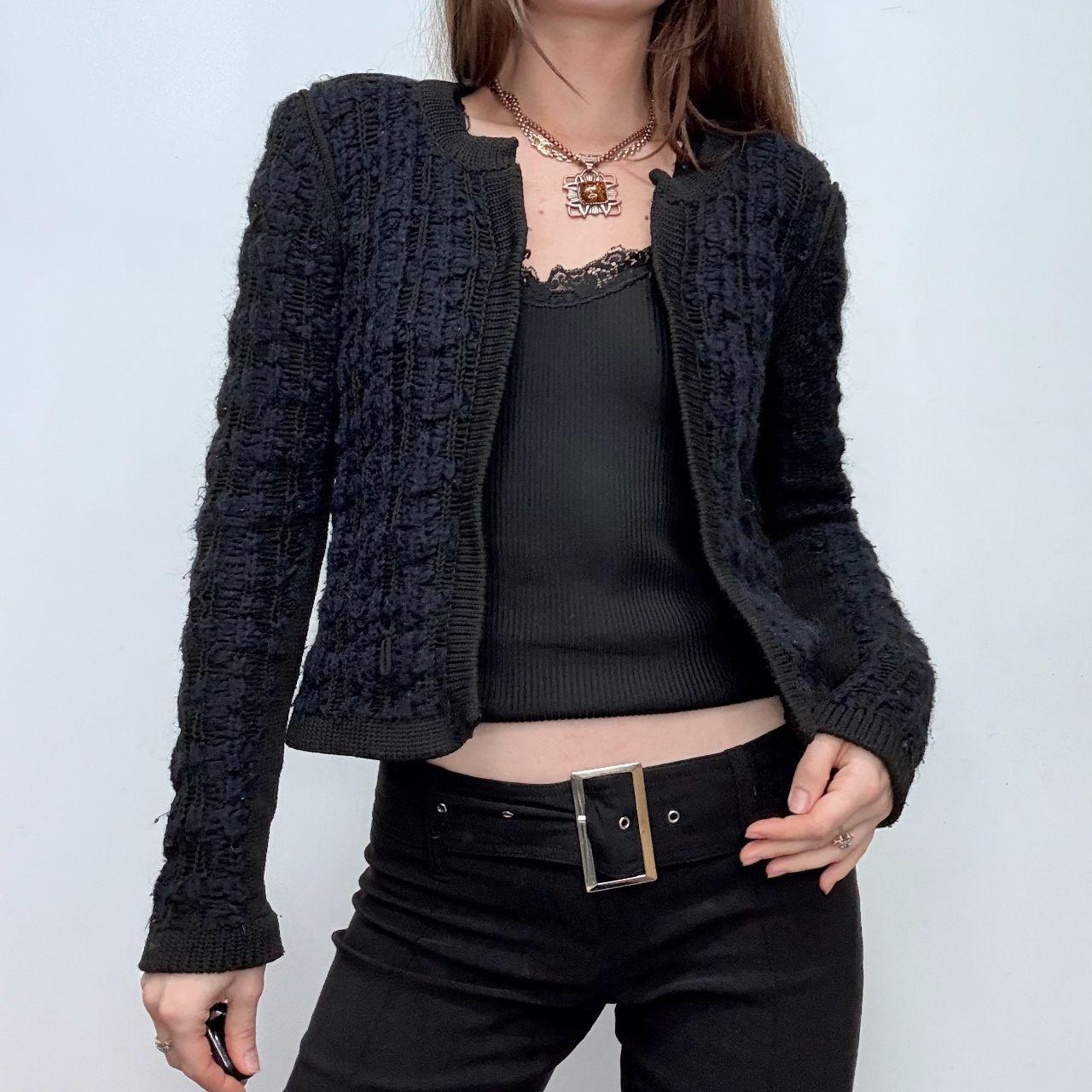 Navy chunky knit cropped maje cardigan