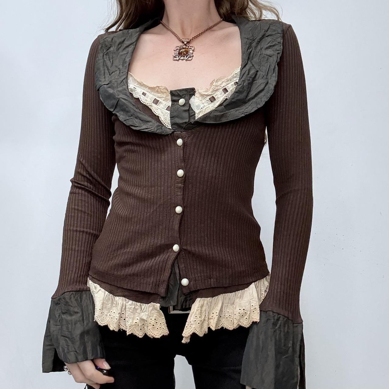 Brown flared grunge regency cardigan