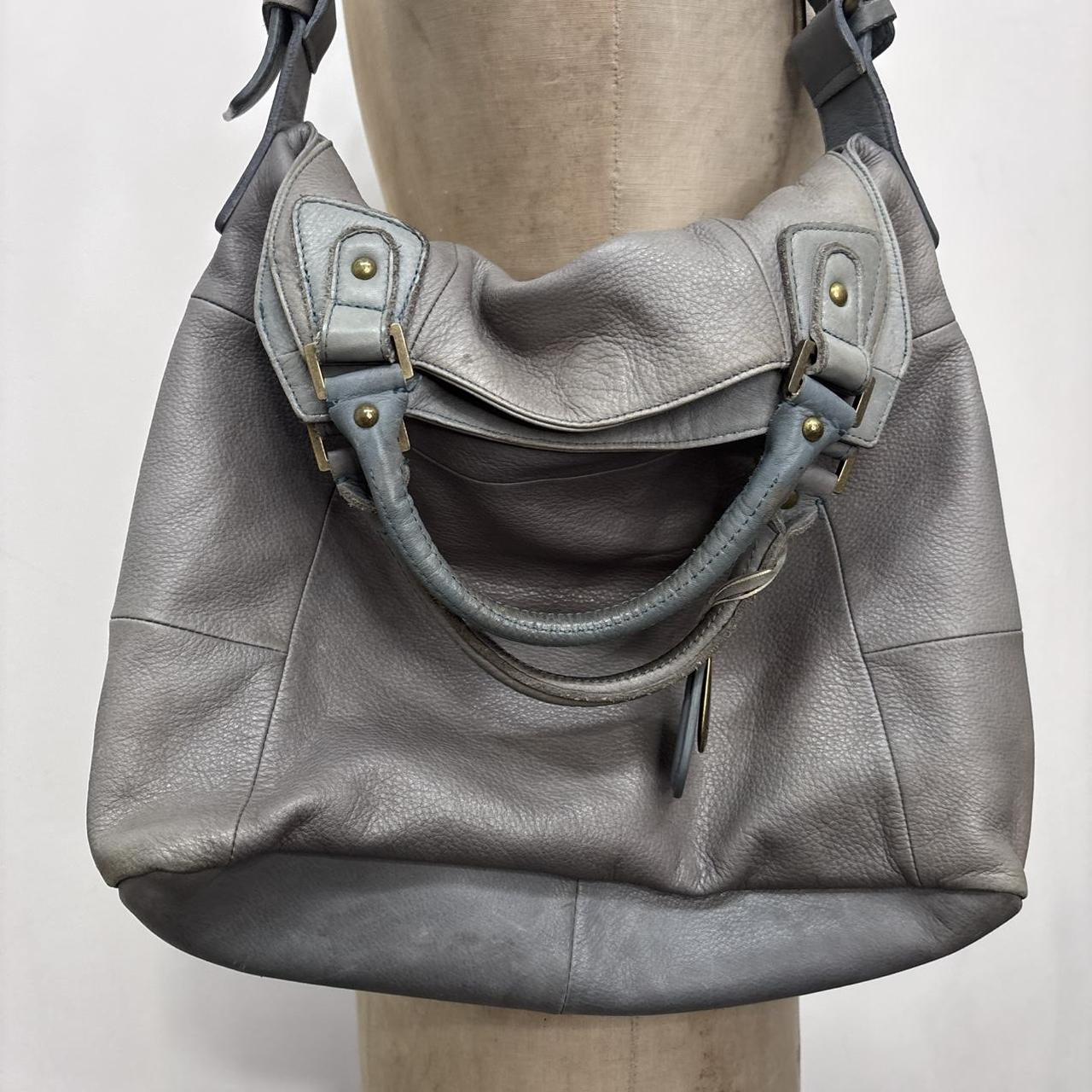 Minimalist leather grey shoulder bag