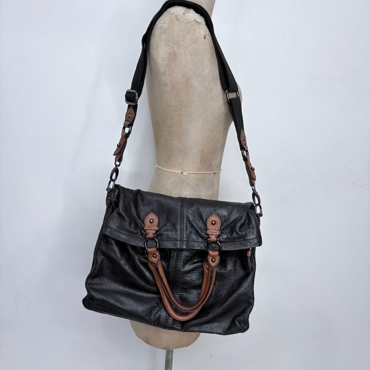 Black buckle leather bag
