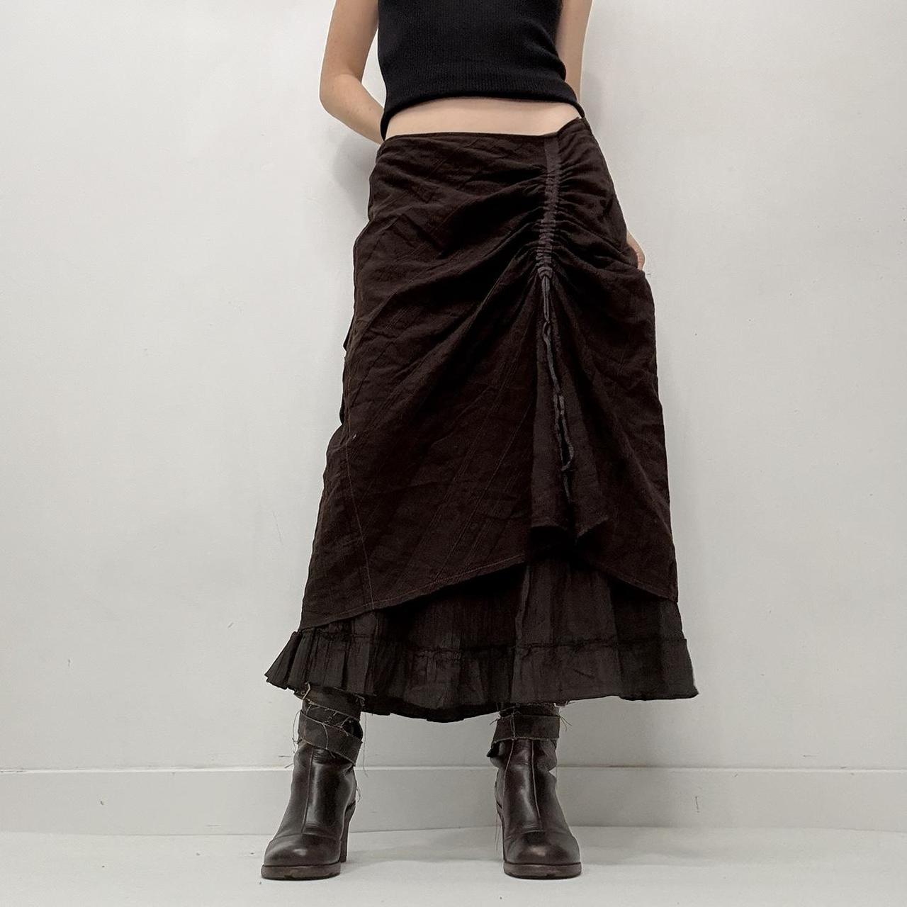 Brown pinstriped layered skirt