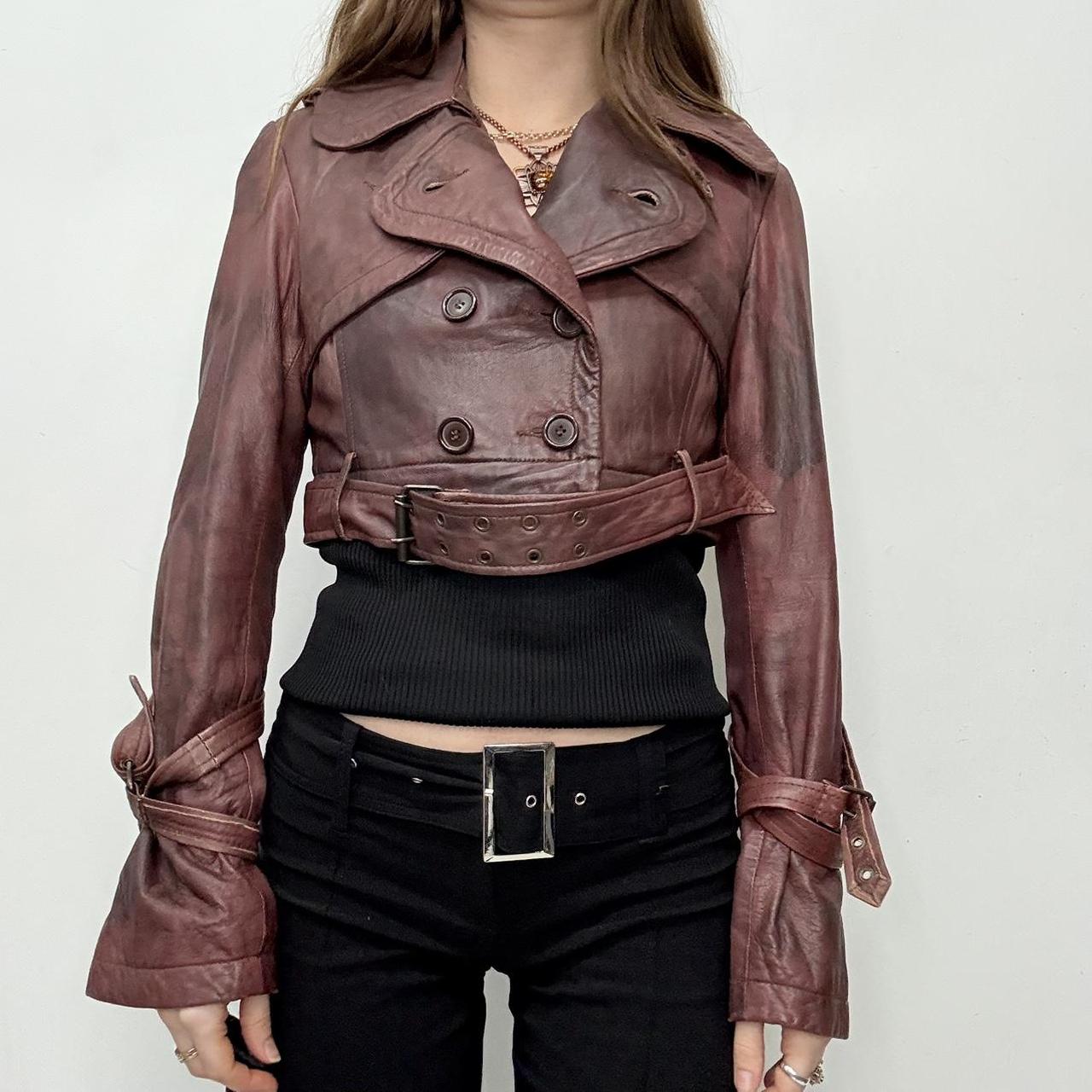 Crop distressed allsaints leather trench
