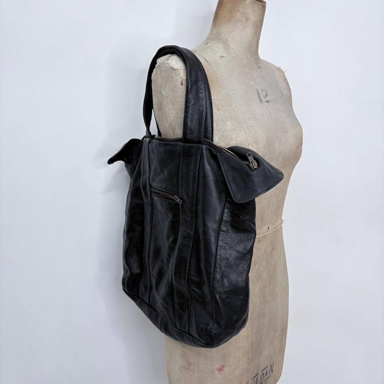 Black leather slouchy shoulder bag