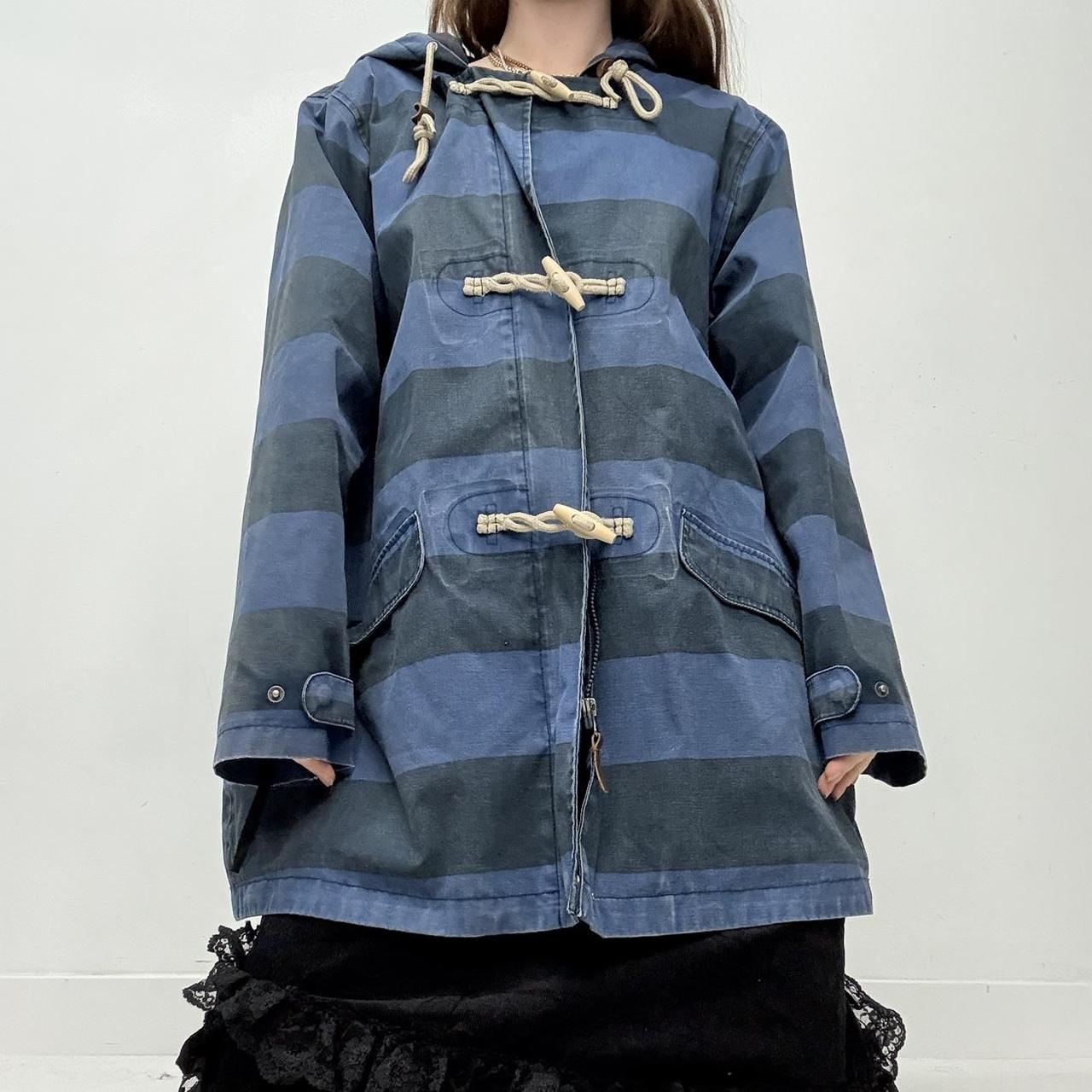 Navy striped waterproof pea coat