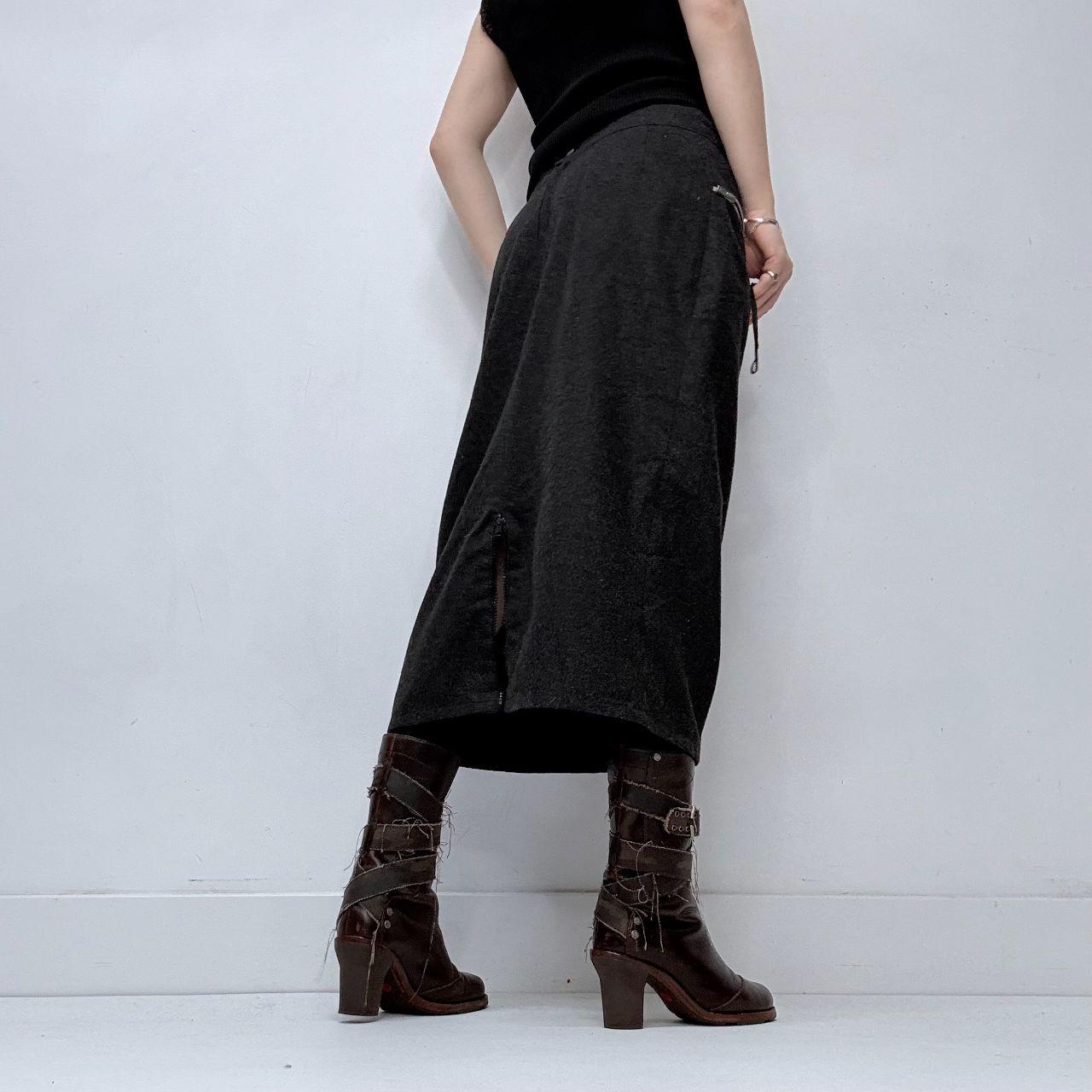 Grey wool zip minimalist skirt