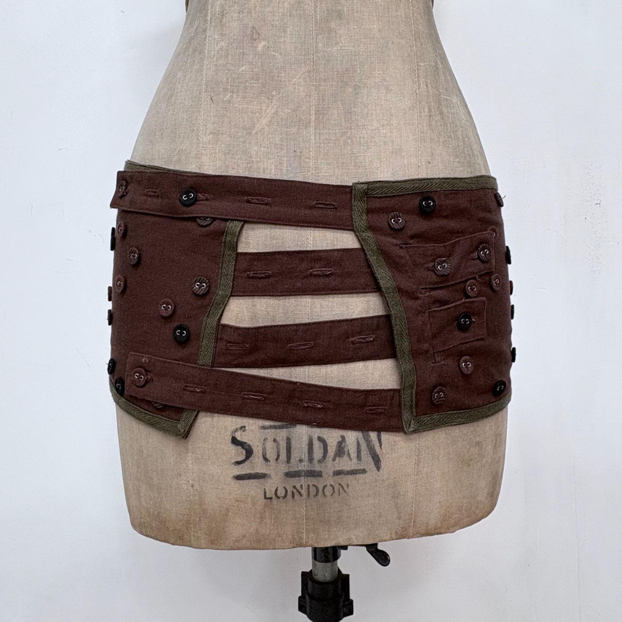 Asymmetric button thick cotton utility belt
