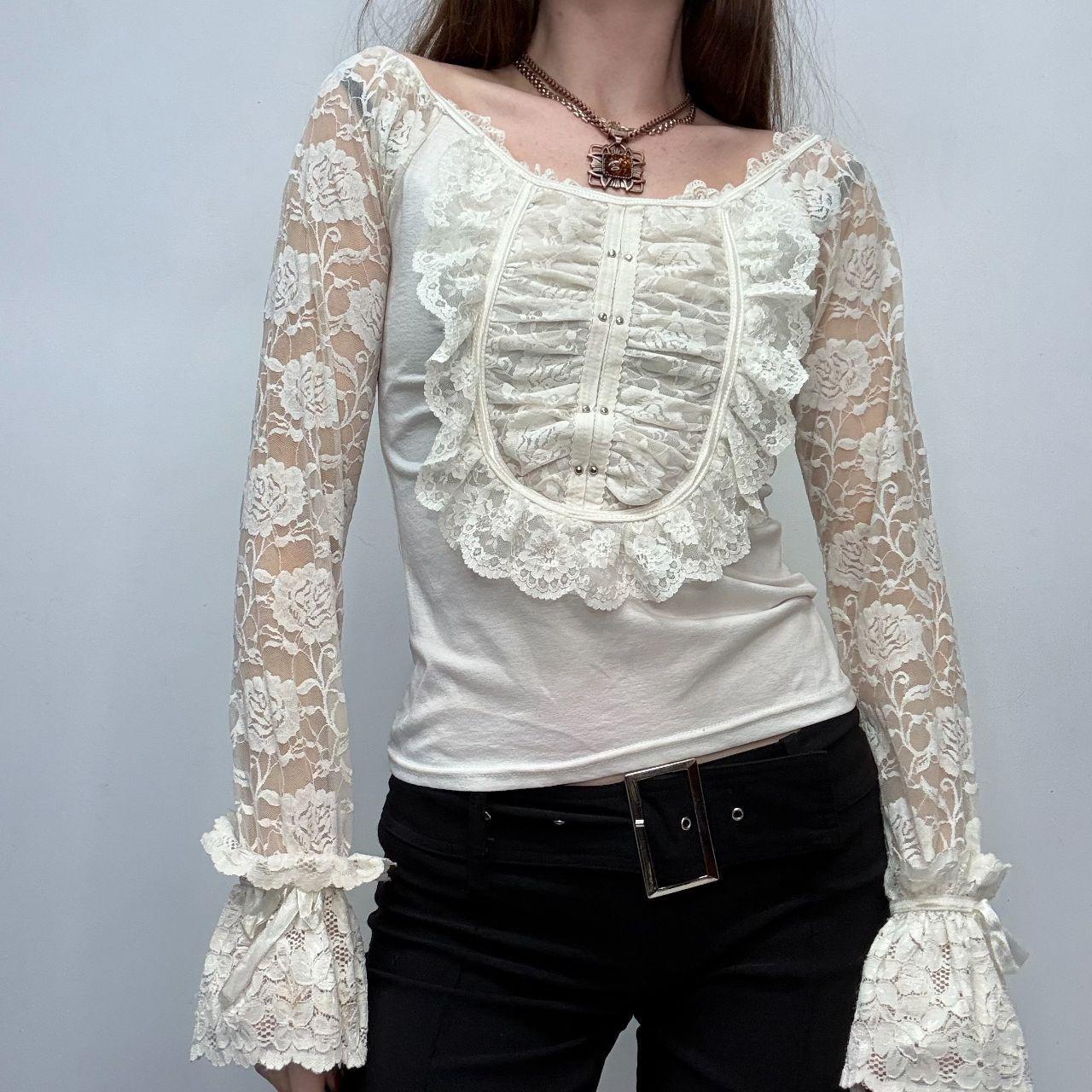 Cream lace coquette cottage shirt