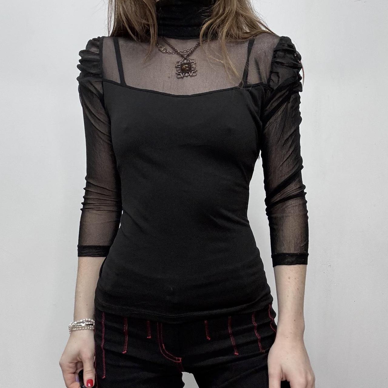 Sheer black mesh lace top