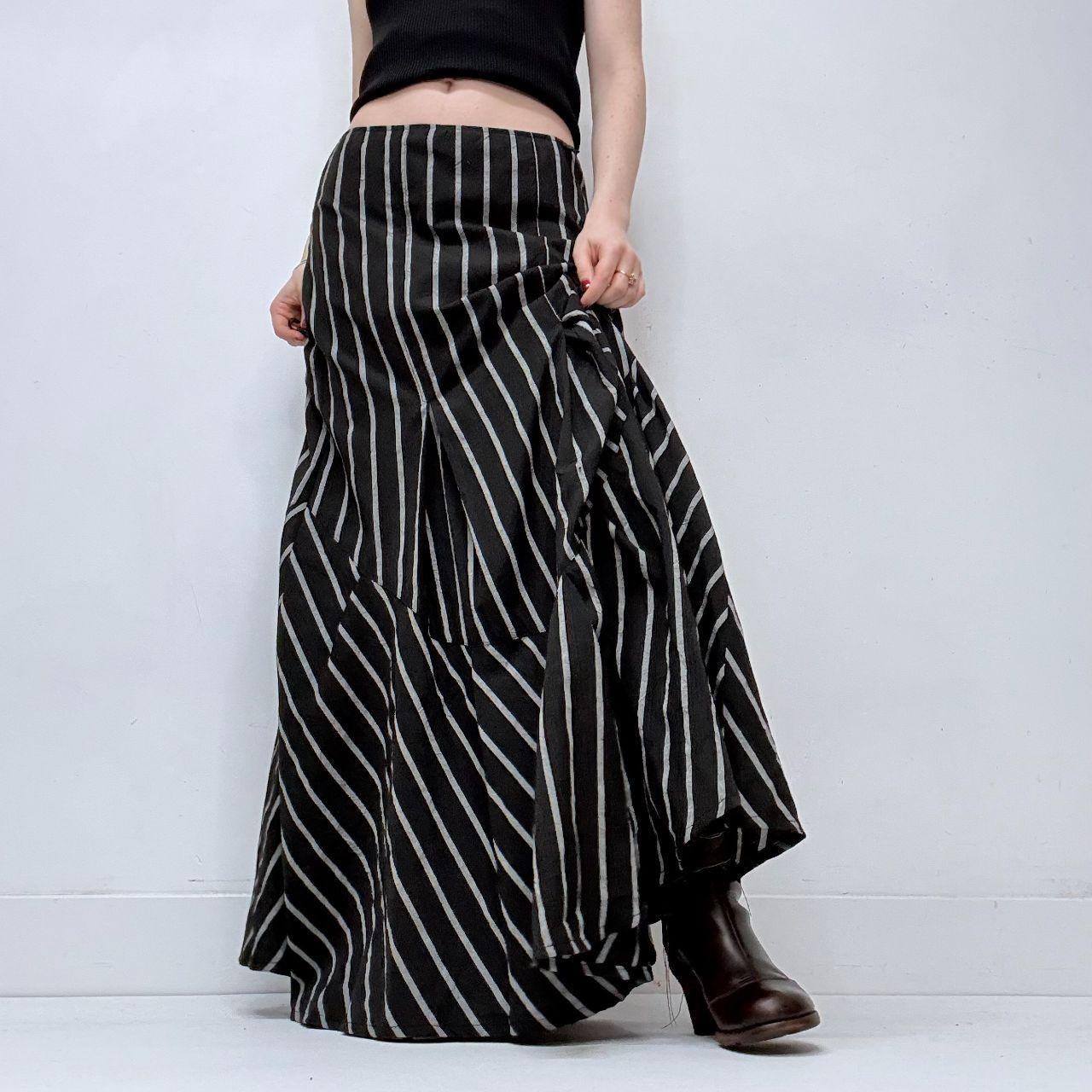 Save the Queen pinstripe flared maxi skirt