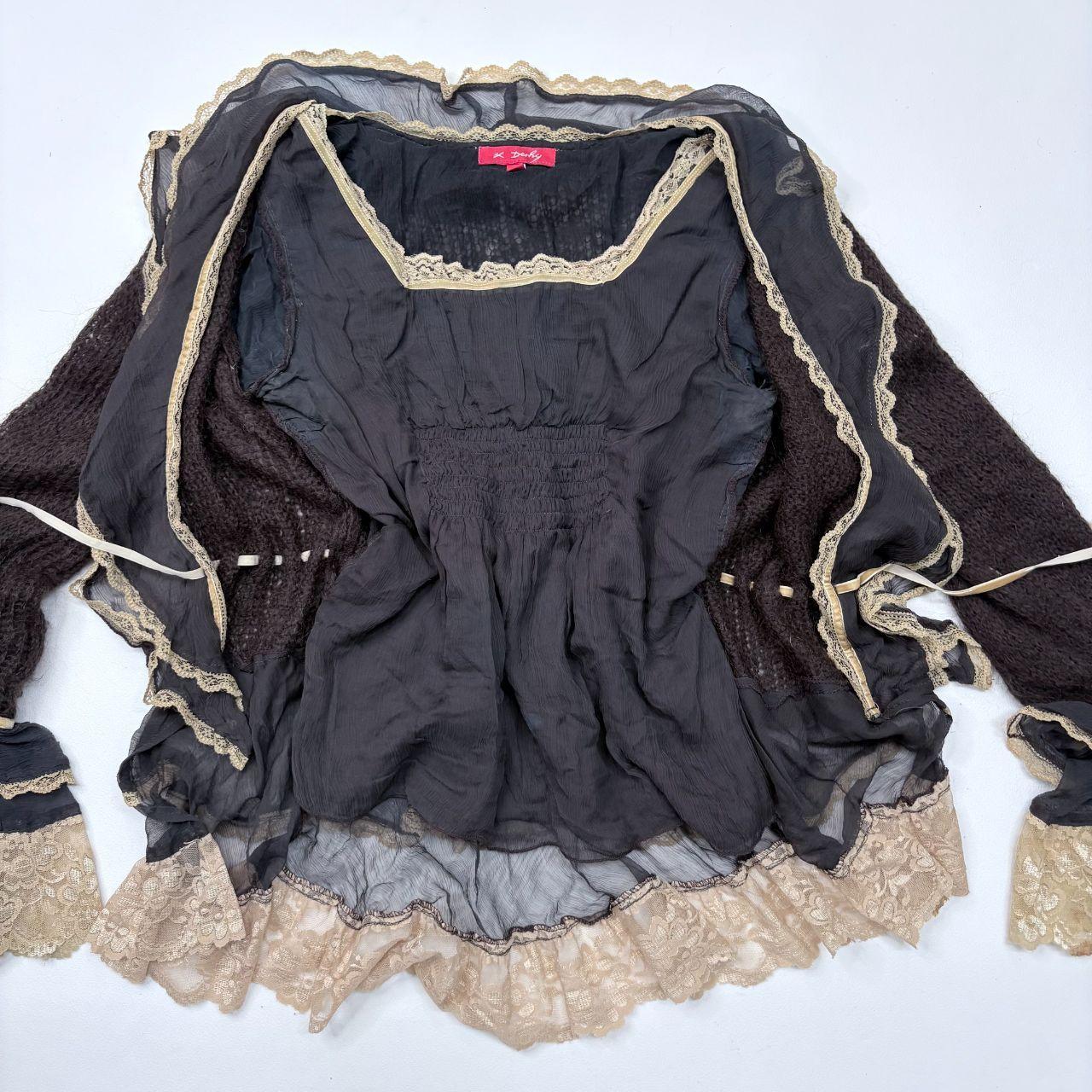 Brown mohair lace flared top