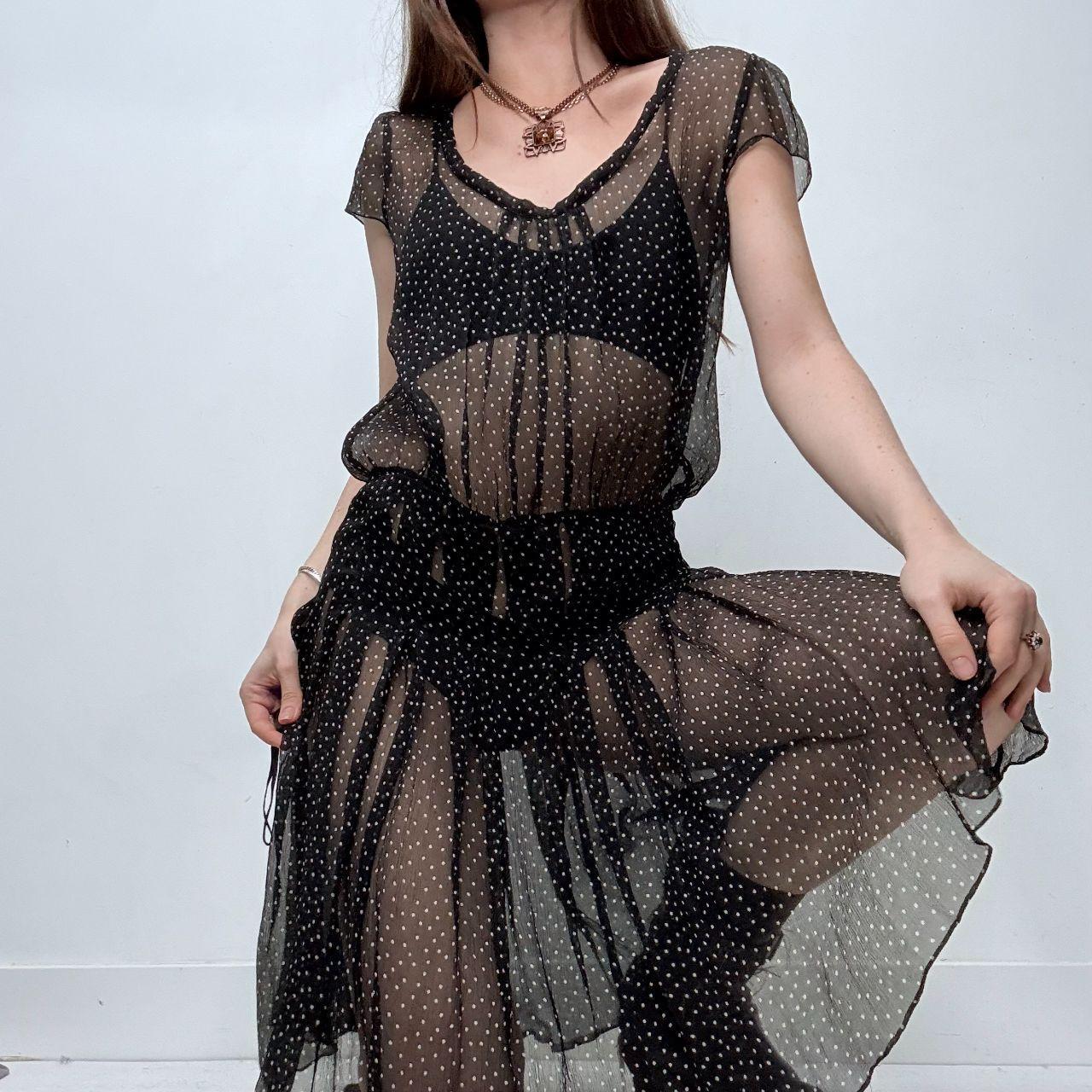 Sheer silk polka dot dress