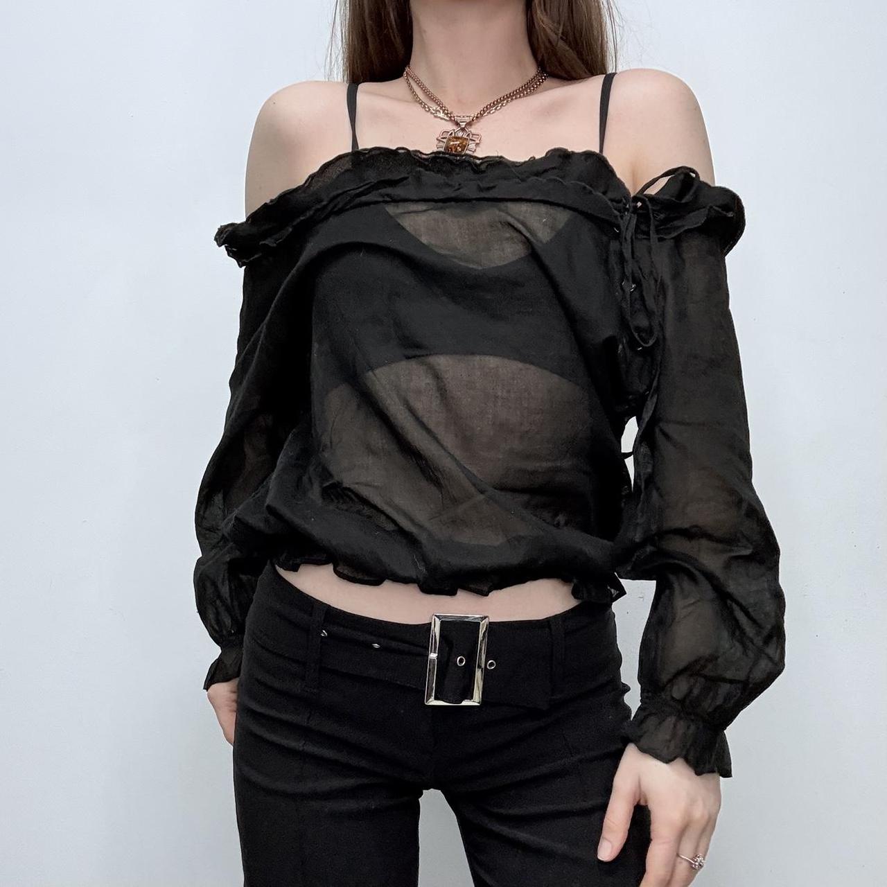 Sheer asymmetric slouchy shirt