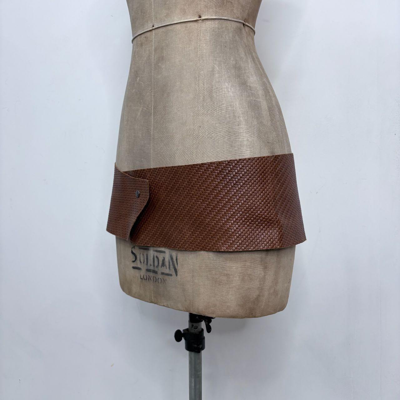 Brown woven leather save the queen belt