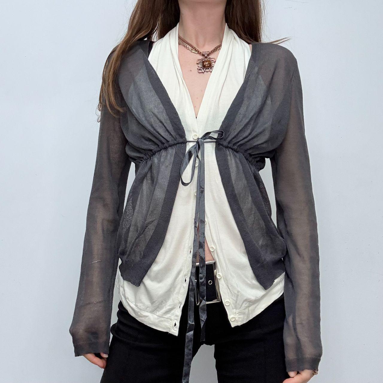 Layered slouchy sheer cardigan