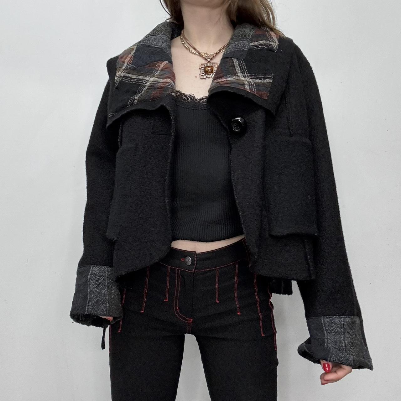 Black oversized wool tartan jacket