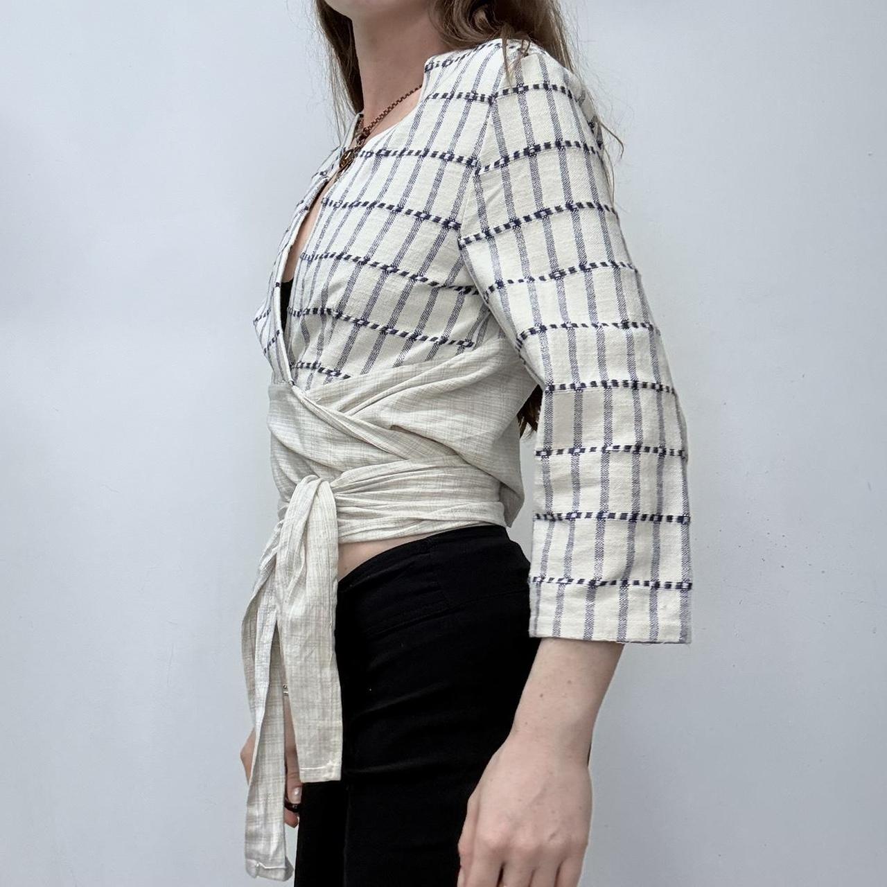Wrap checked cotton shirt