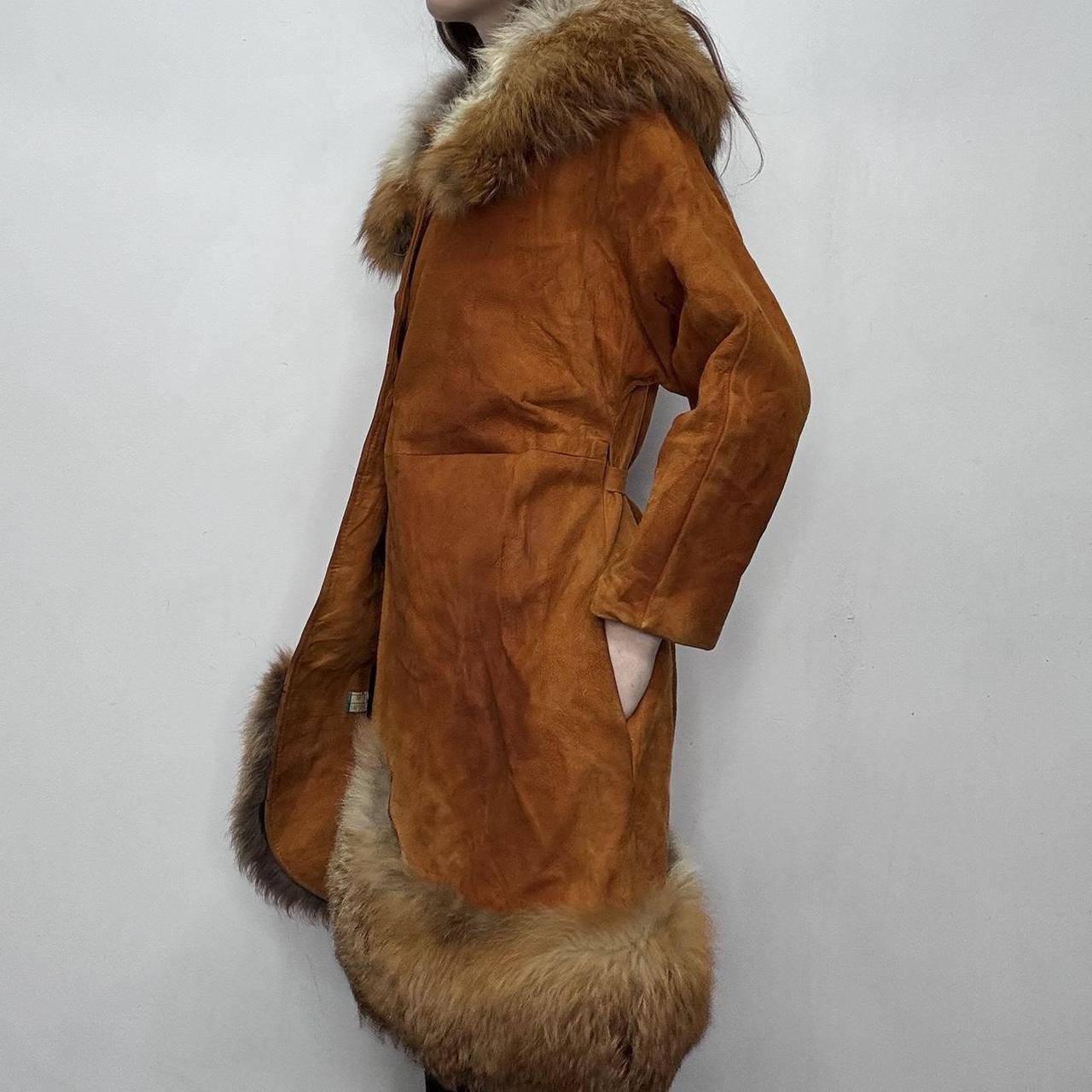 Afghan suede fur long peacoat