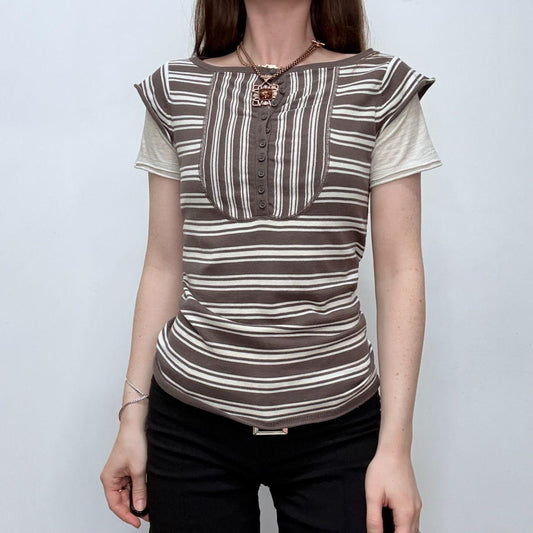 Brown striped layered top