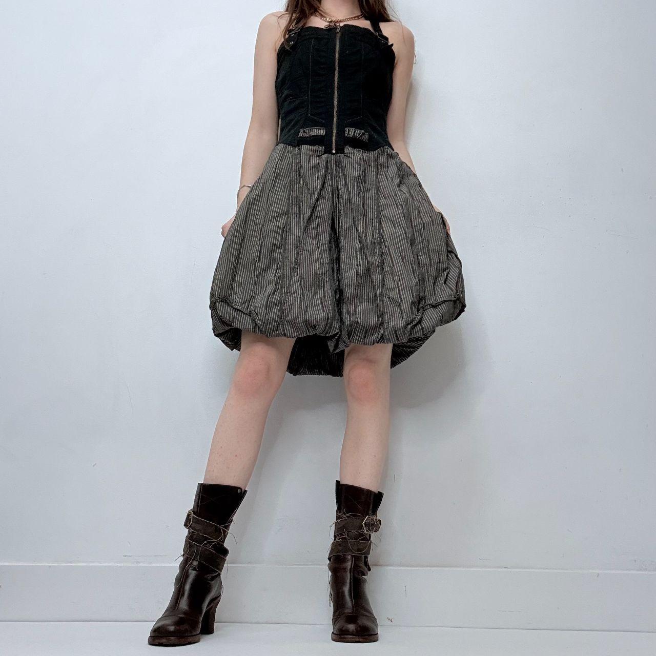 Pinstripe puff grunge corset dress