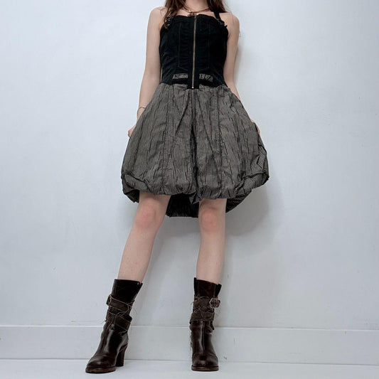 Pinstripe puff grunge corset dress