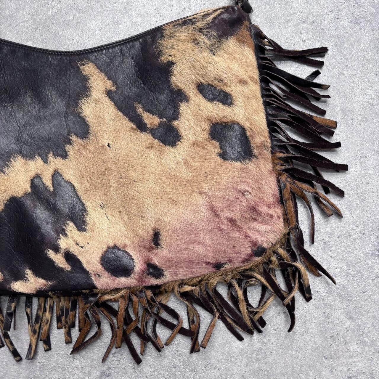 Western cowhide fringe shoulder bag