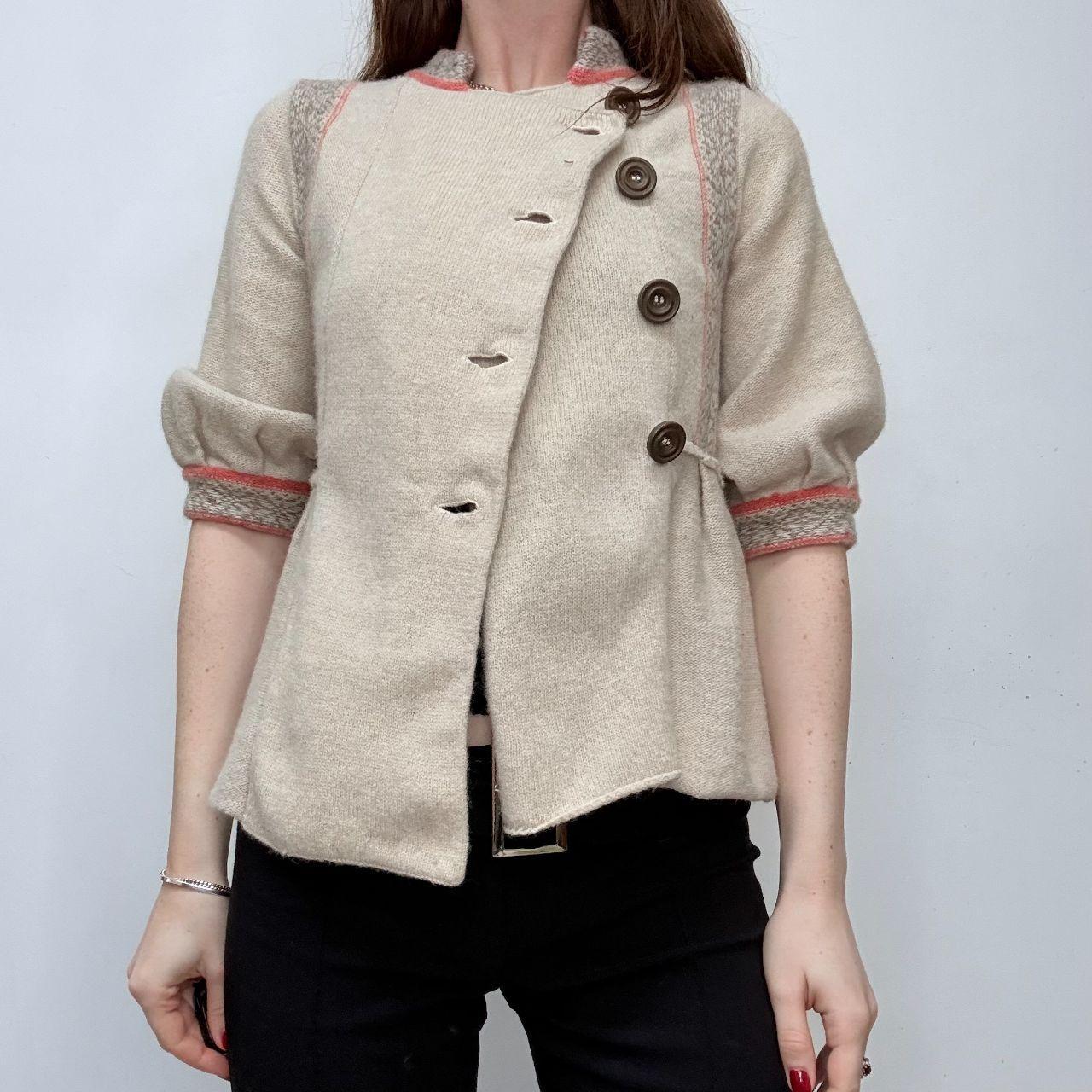 Preppy high neck pea coat cardigan