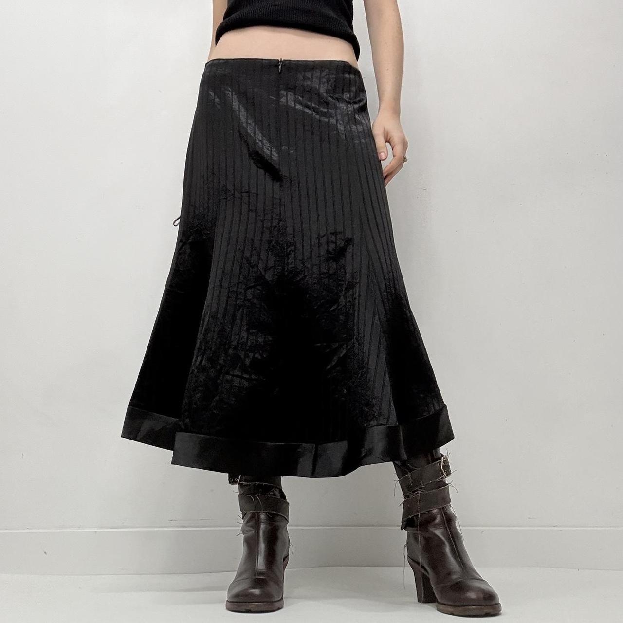 Black satin pinstripe skirt