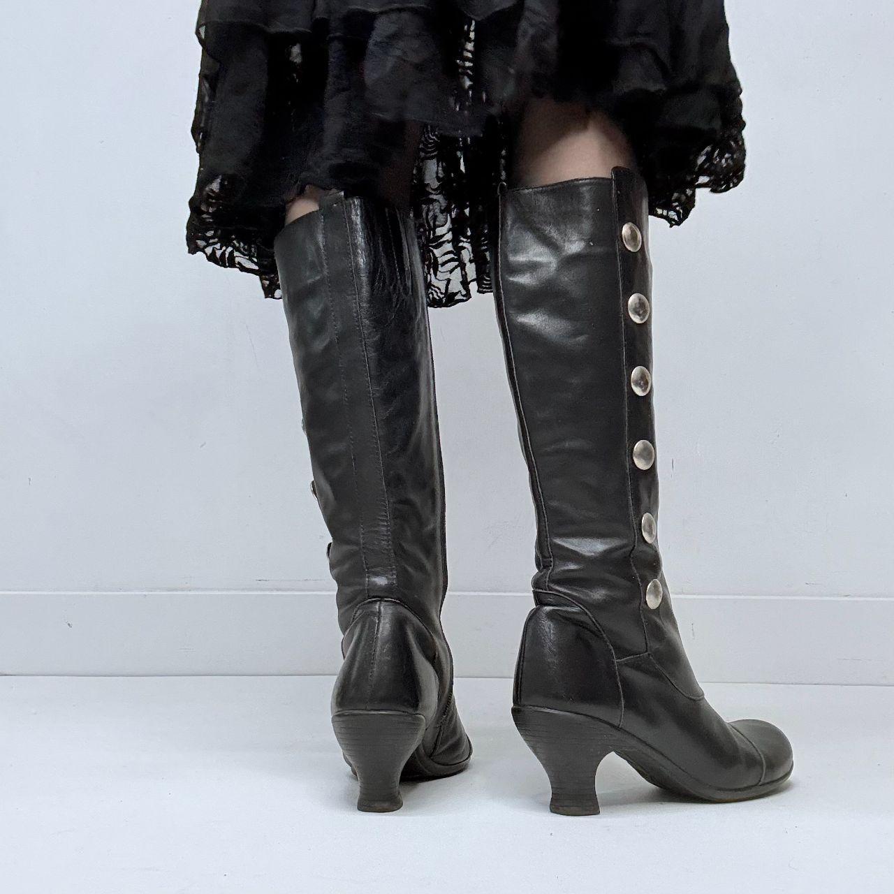 Black studded eyelet black boots
