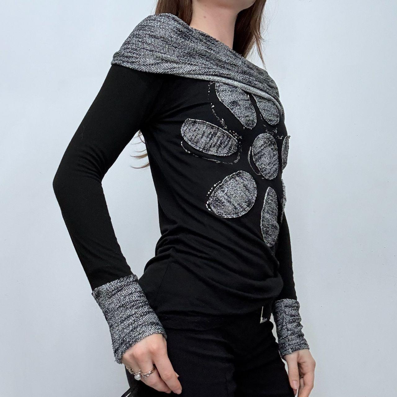 Black fold over wide neck slouchy top