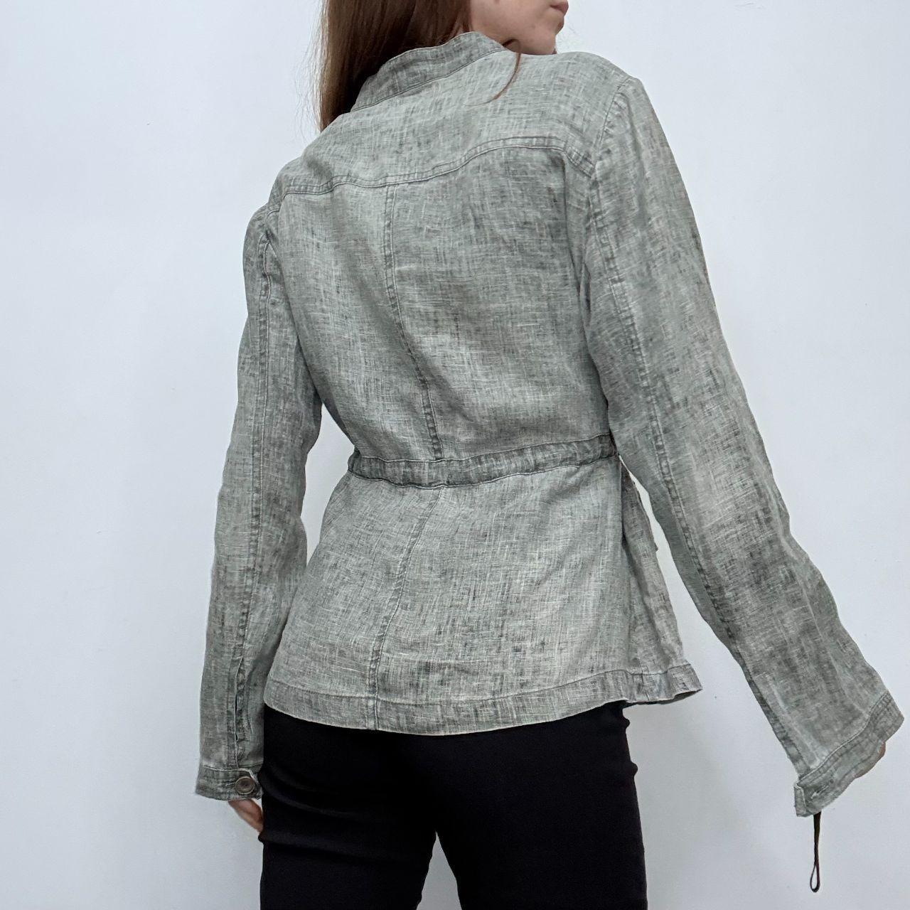 Grey distressed fitted cargo shirt