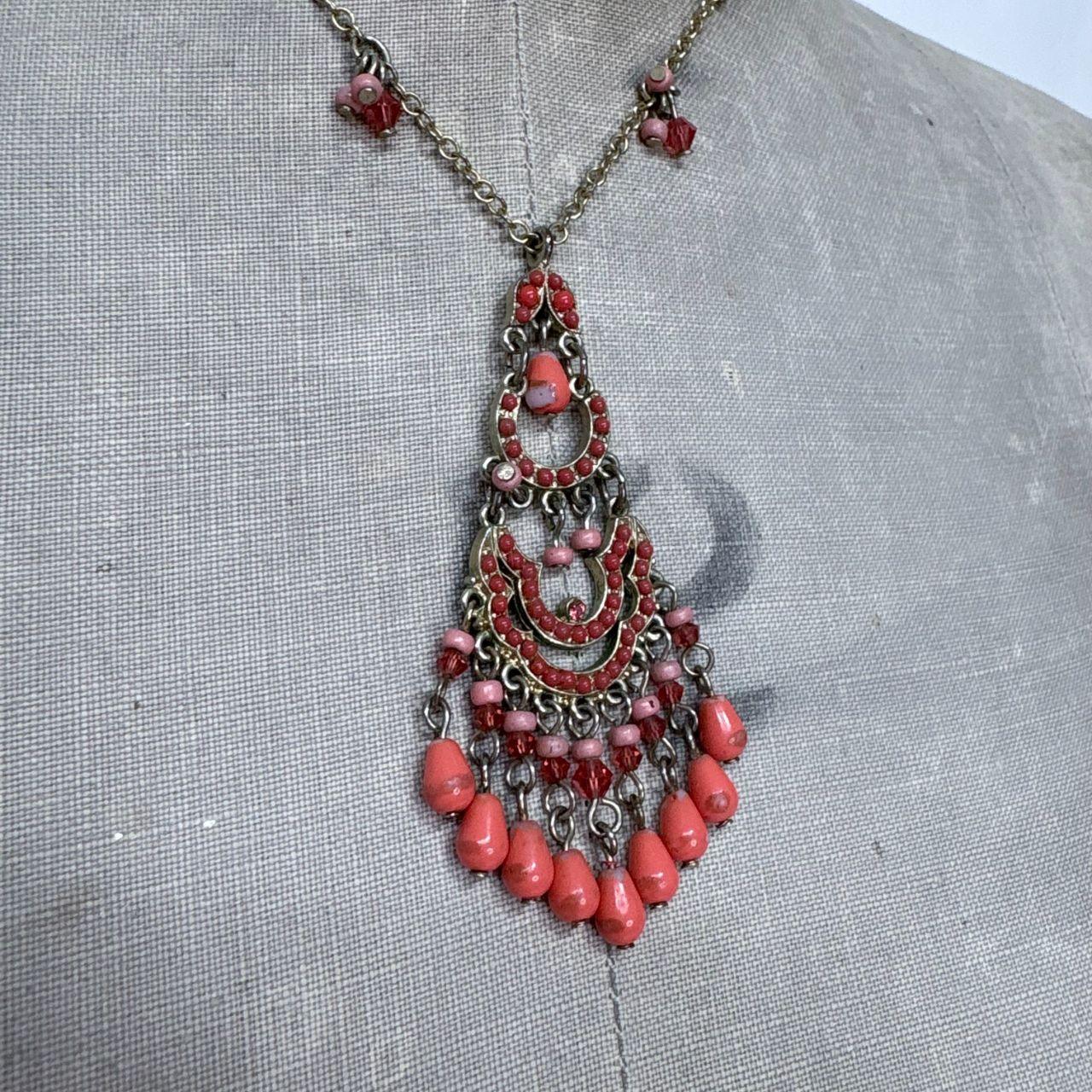 Boho hanging bead necklace