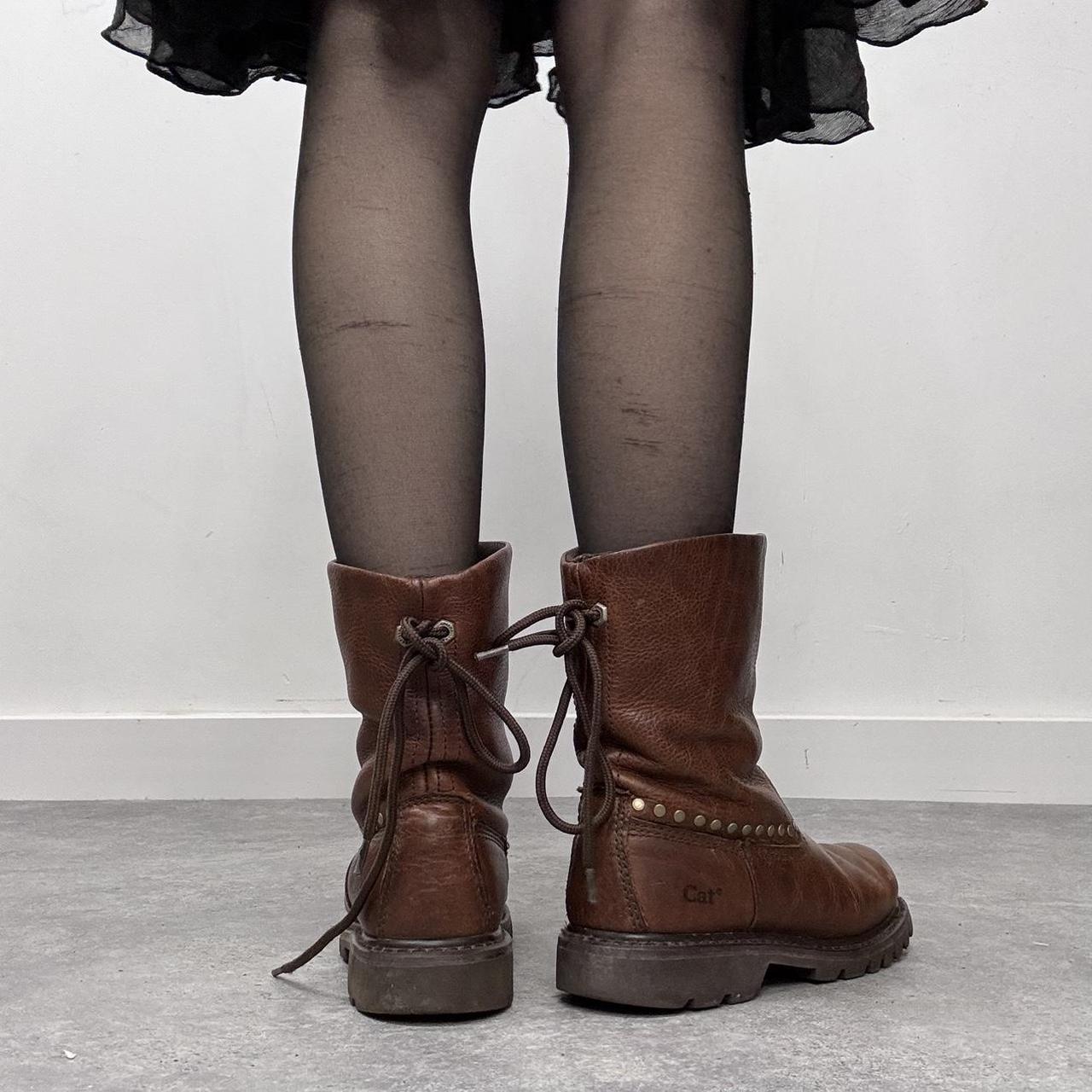Tan leather studded bow boots