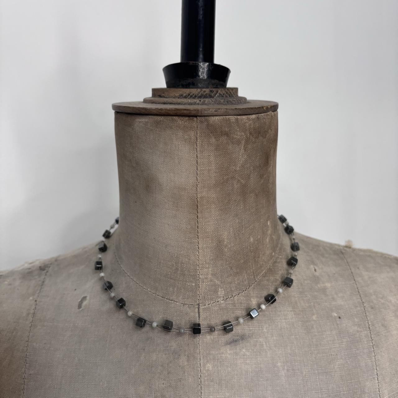 Layered wire gem necklace