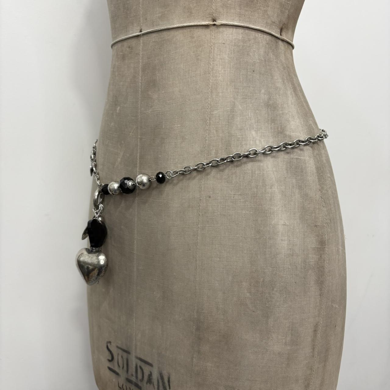 Silver metal heart waist chain belt