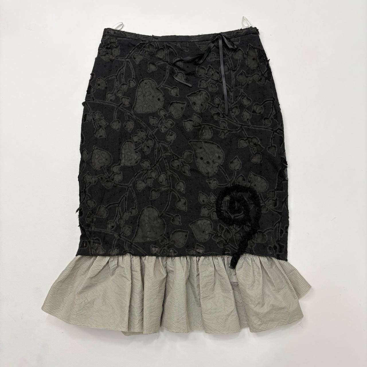 Black lace pinstripe layered skirt