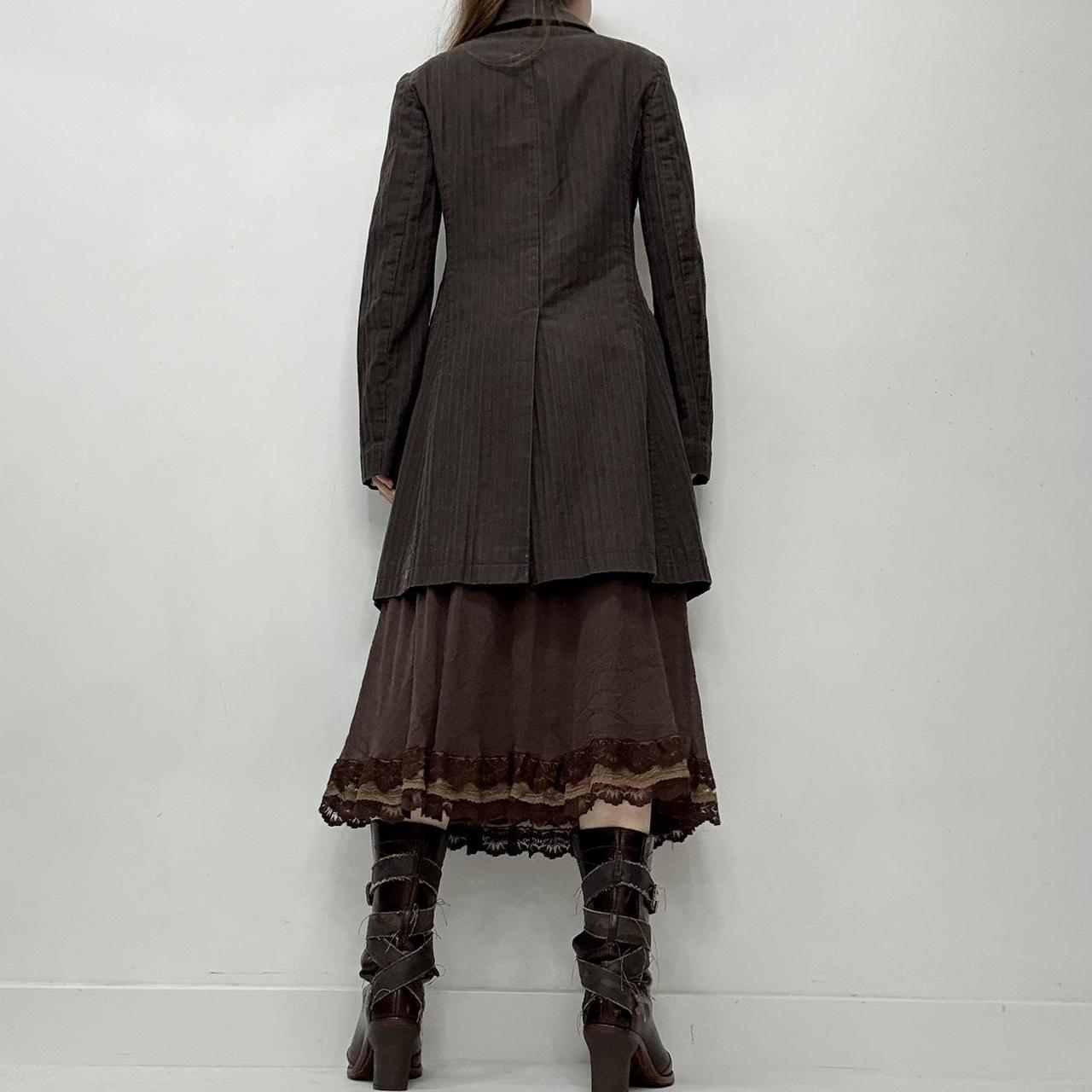 Pinstripe brown pea coat trench