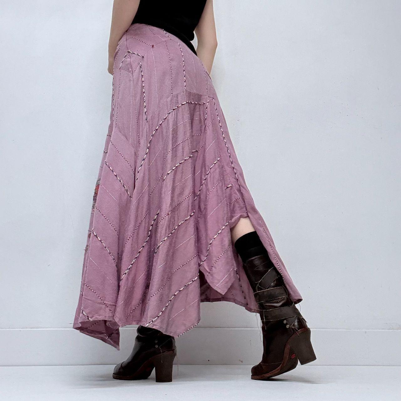 Pink layered drape fairy maxi skirt