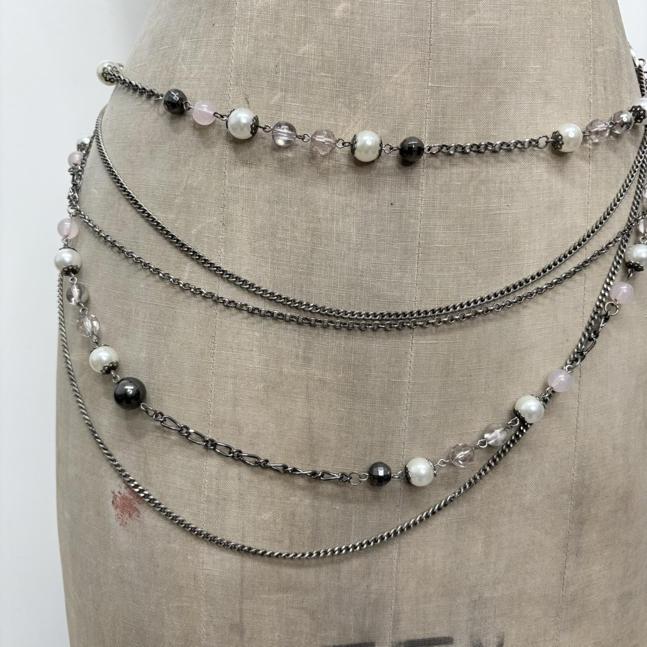 Silver metal layered waist chain belt