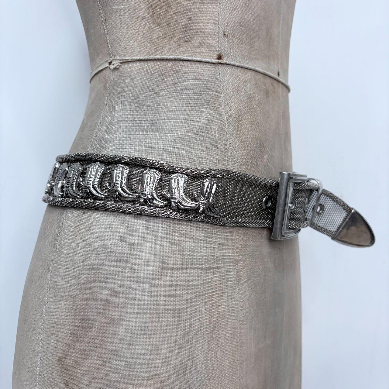 Western metal cowgirl silver belt