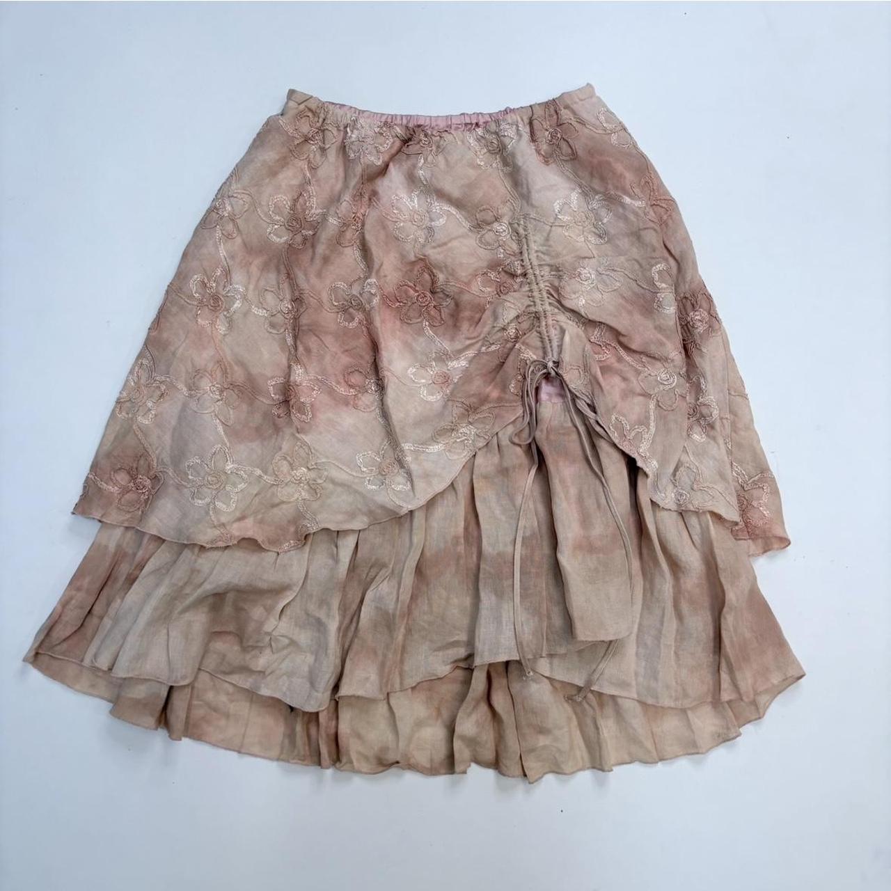 Layered cinched fairy linen skirt
