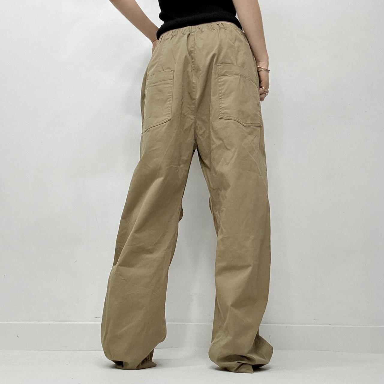 Oversized baggy drawstring khaki brown trousers