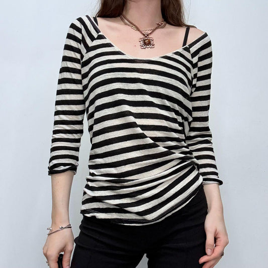 Striped slouchy wide neck t-shirt