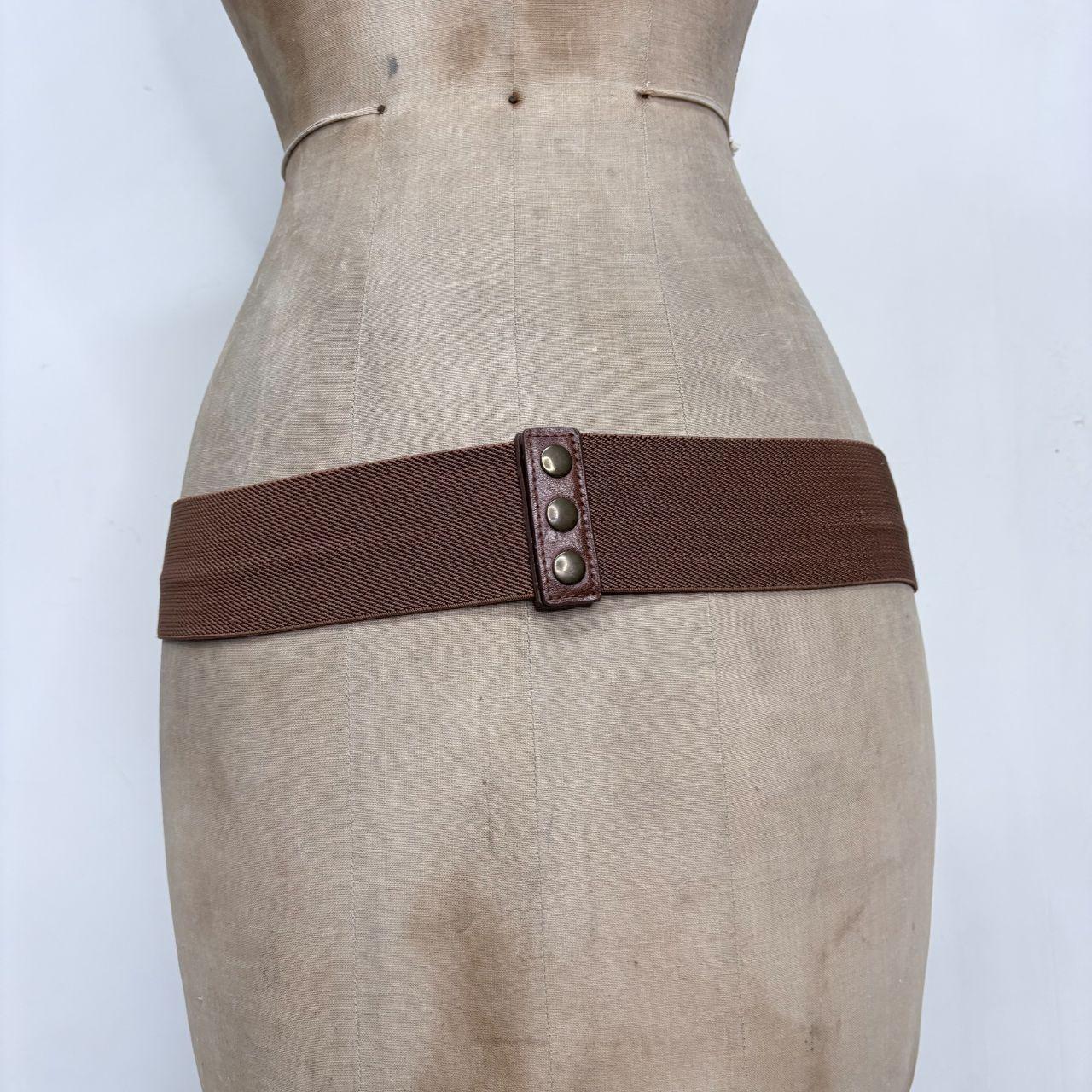 Brown leather studded embossed belt