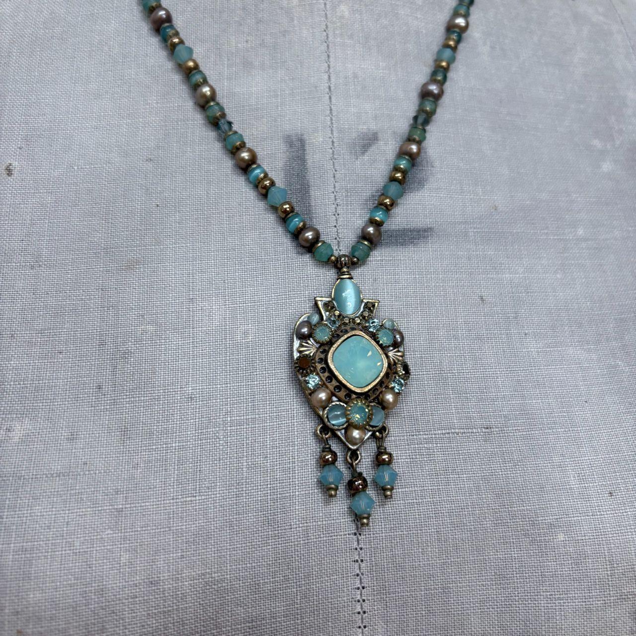 Beaded boho stone necklace